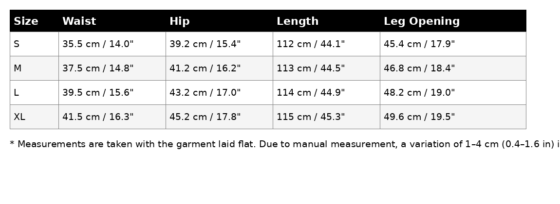 Size chart