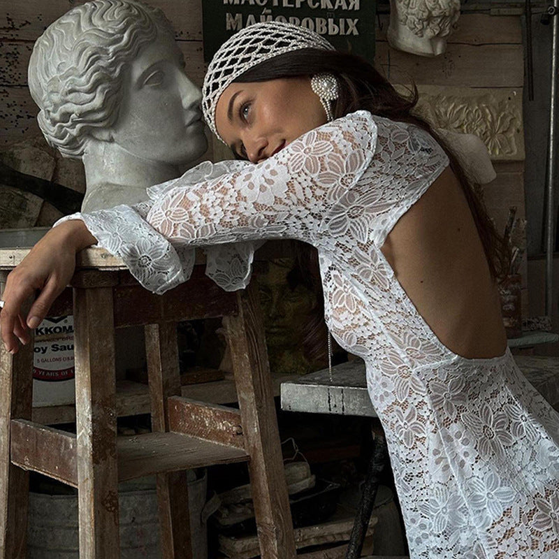 Lucia Backless Lace Dress