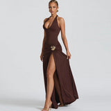 Cocoa Brown Slit 2-piece Swimwear